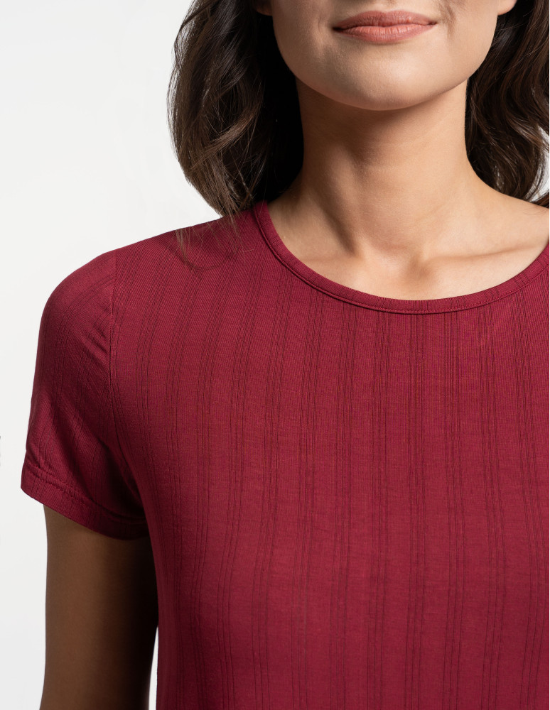 Piżamy z krótkim rękawem - Piżama damska dwuczęściowa z szerokimi spodniami CZERWONY - produkt moraj.pl 2