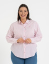 Klasyczna koszula damska bawełniana w paski RÓŻOWY