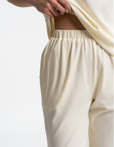 Piżamy z krótkim rękawem - Piżama damska 3/4 bawełniana z haftem angielskim ŻÓŁTY - produkt 11