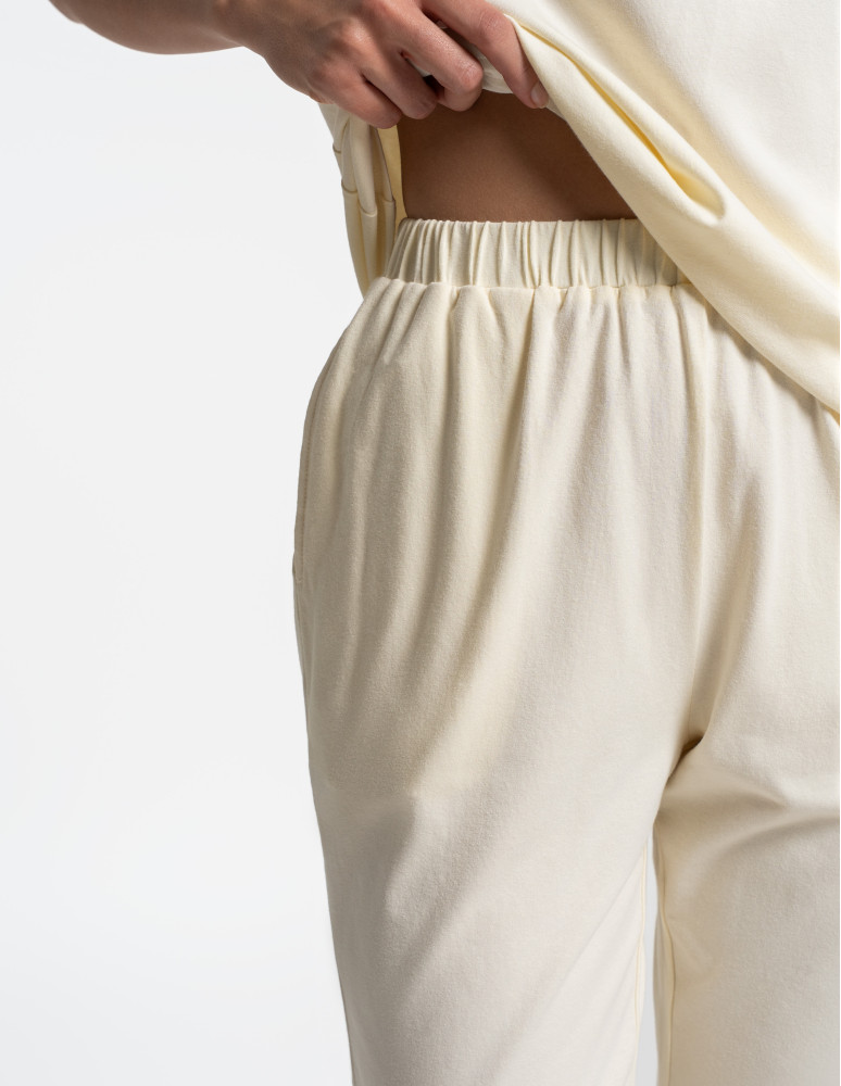 Piżamy z krótkim rękawem - Piżama damska 3/4 bawełniana z haftem angielskim ŻÓŁTY  - produkt moraj.pl 11