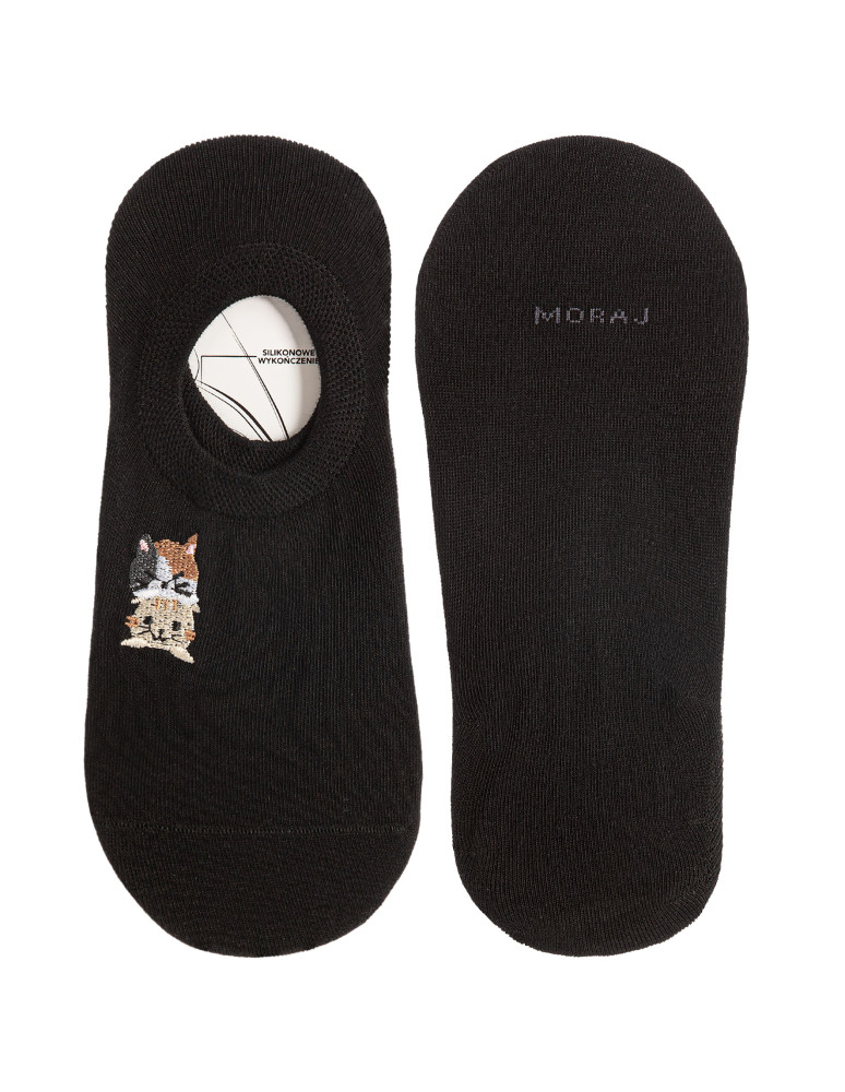 Niskie stopki - Skarpety damskie stopki niskie z haftem w kotki bawełniane 3-pak WIELOKOLOROWY - produkt moraj.pl 3