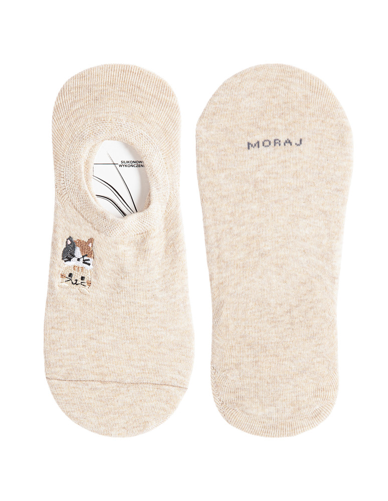 Niskie stopki - Skarpety damskie stopki niskie z haftem w kotki bawełniane 3-pak WIELOKOLOROWY - produkt moraj.pl 2