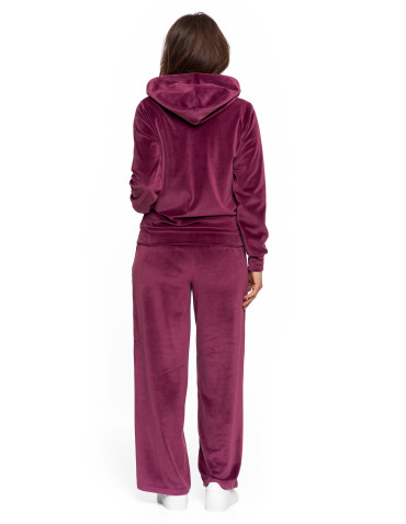 Bluzy dresowe - Bluza damska welurowa rozpinana z kapturem i kieszeniami FIOLETOWY - produkt 16