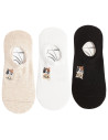 Skarpety damskie stopki niskie z haftem w kotki bawełniane 3-pak WIELOKOLOROWY