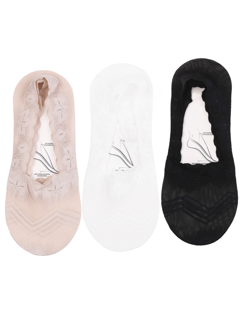 Stopki damskie z koronkowym wzorem antypoślizgowe WIELOKOLOROWY