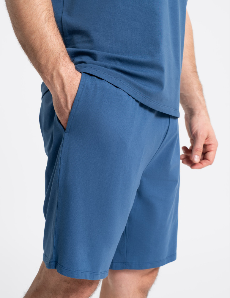 Piżamy z krótkim rękawem - Piżama męska bawełniana dwuczęściowa z nadrukiem GRANATOWY  - produkt moraj.pl 5