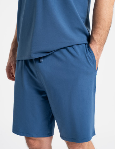 Piżamy z krótkim rękawem - Piżama męska bawełniana dwuczęściowa z nadrukiem GRANATOWY - produkt 8