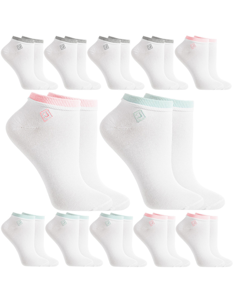 Stopki klasyczne - Bawełniane białe skarpetki stopki damskie 12-pak BIAŁY - produkt moraj.pl 1