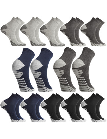 Skarpety męskie za kostkę sportowe klasyczne wzory 12-pak