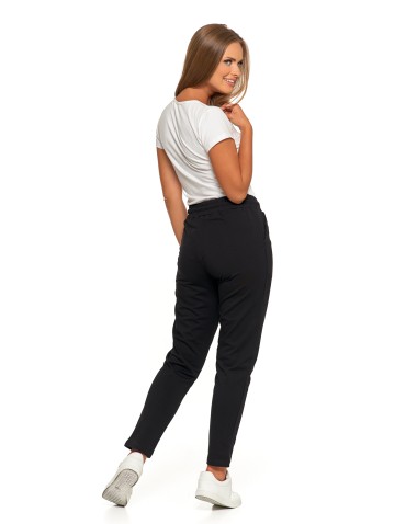 Spodnie damskie - Spodnie damskie dresowe z haftem CZARNY - produkt 4