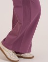 Dresowe spodnie damskie z szeroką nogawką wysoki stan FIOLETOWY