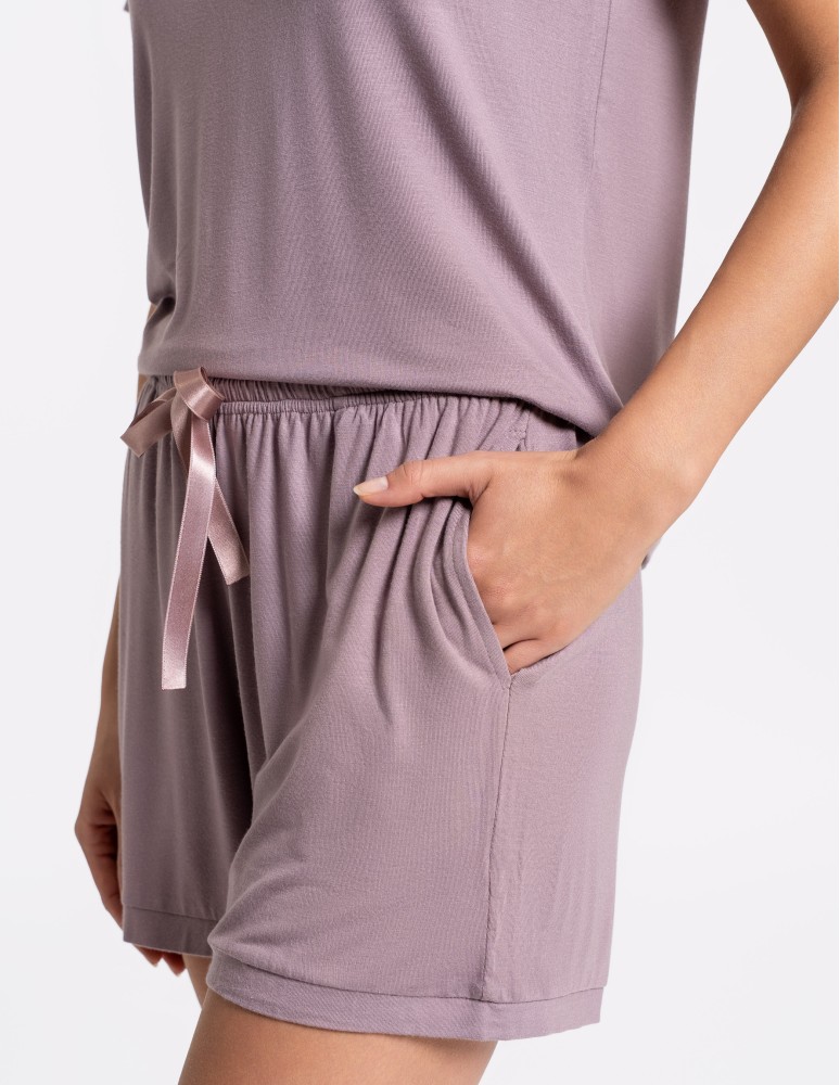 Piżamy z krótkim rękawem - Damska piżama z wiskozy bambusowej z koronką FIOLETOWY  - produkt moraj.pl 7