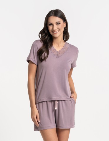Damska piżama Plus Size z wiskozy bambusowej z koronką