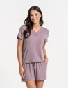 Damska piżama Plus Size z wiskozy bambusowej z koronką FIOLETOWY