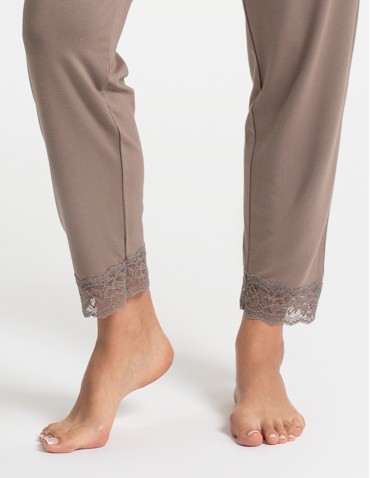 Piżamy z krótkim rękawem - Piżama damska z długimi spodniami wiskoza bambusowa MOKKA - produkt 5