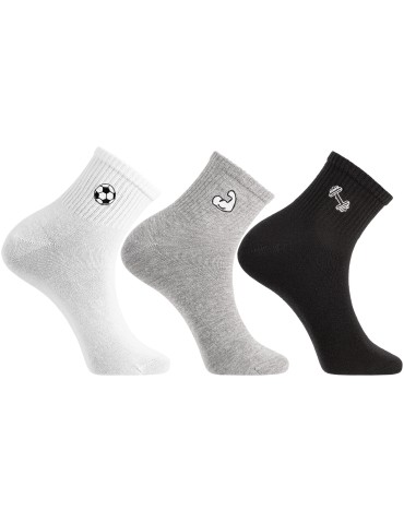 Skarpetki za kostkę - Skarpetki męskie bawełniane z motywem sportowym 3-pak WIELOKOLOROWY - produkt 8