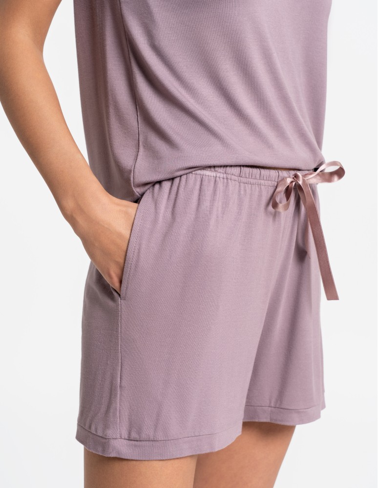 Piżamy z krótkim rękawem - Damska piżama Plus Size z wiskozy bambusowej z koronką FIOLETOWY  - produkt moraj.pl 9