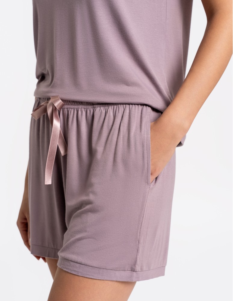 Piżamy z krótkim rękawem - Damska piżama Plus Size z wiskozy bambusowej z koronką FIOLETOWY  - produkt moraj.pl 10