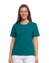 T-shirt damski bawełniany bez szwów bocznych CIEMNY ZIELONY