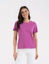 T-shirt damski bawełniany bez szwów bocznych RÓŻOWY