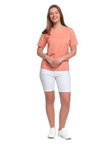 Koszulki z krótkim rękawem - T-shirt damski bawełniany bez szwów bocznych CIEMNY RÓŻOWY - produkt 5