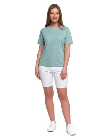 Koszulki z krótkim rękawem - T-shirt damski bawełniany bez szwów bocznych ZIELONY - produkt 2