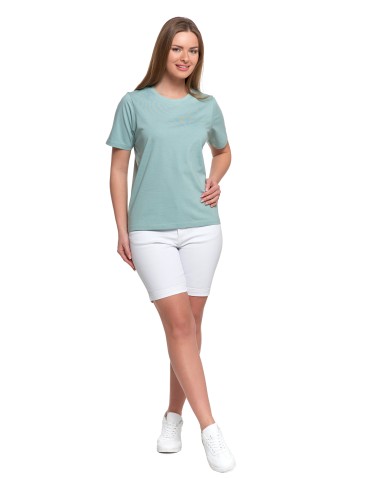 Koszulki z krótkim rękawem - T-shirt damski bawełniany bez szwów bocznych ZIELONY - produkt 5