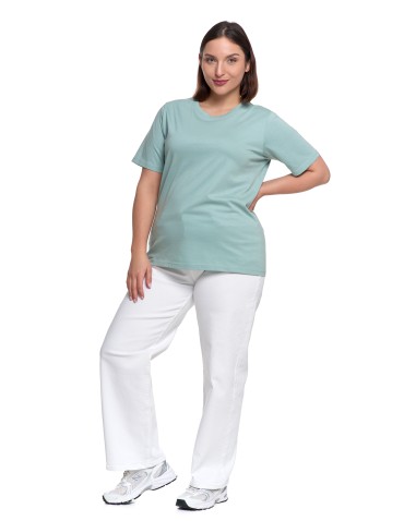 Koszulki z krótkim rękawem - T-shirt damski bawełniany bez szwów bocznych ZIELONY - produkt 6