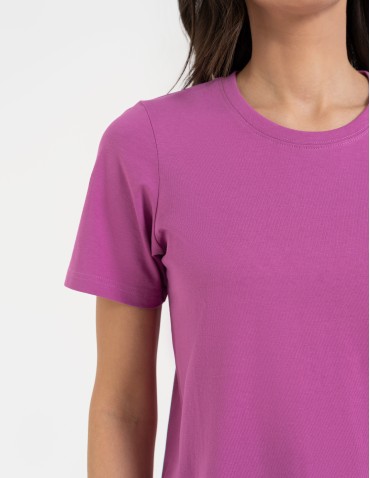 Koszulki z krótkim rękawem - T-shirt damski bawełniany bez szwów bocznych RÓŻOWY - produkt 5