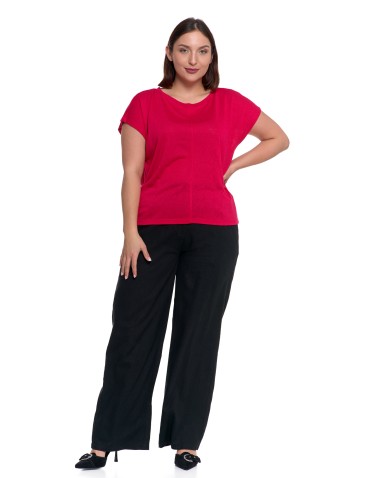 Bluzki i koszule - Damska bluzka z krótkim rękawem i luźnym krojem RÓŻOWY - produkt 9