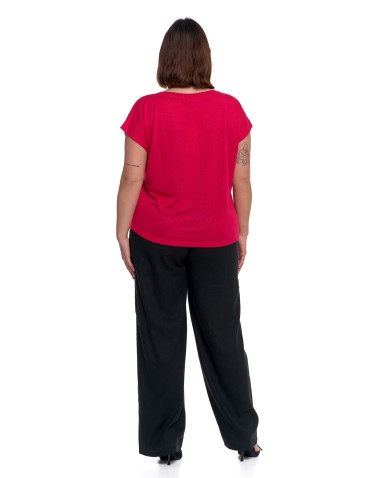 Bluzki i koszule - Damska bluzka z krótkim rękawem i luźnym krojem RÓŻOWY - produkt 8