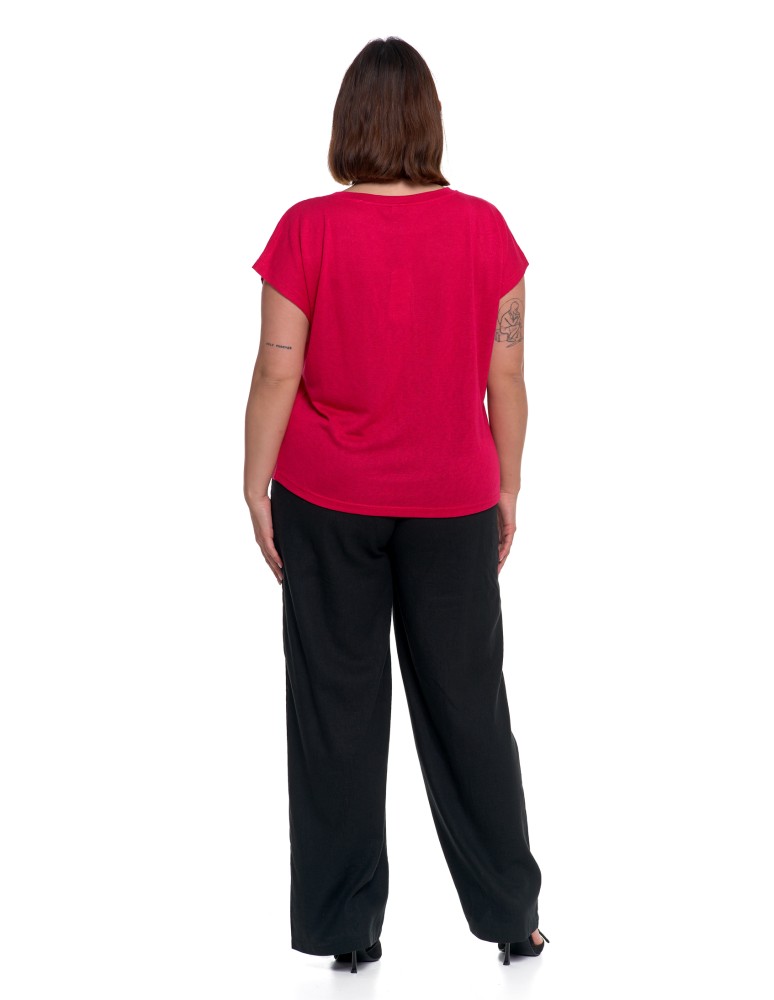 Bluzki i koszule - Damska bluzka z krótkim rękawem i luźnym krojem RÓŻOWY  - produkt moraj.pl 8