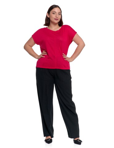 Bluzki i koszule - Damska bluzka z krótkim rękawem i luźnym krojem RÓŻOWY - produkt 10