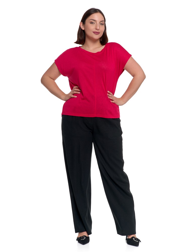 Bluzki i koszule - Damska bluzka z krótkim rękawem i luźnym krojem RÓŻOWY  - produkt moraj.pl 10