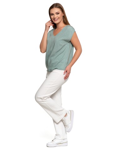 Bluzki i koszule - Bluzka damska wiskozowa z ozdobnym tyłem ZIELONY - produkt 3