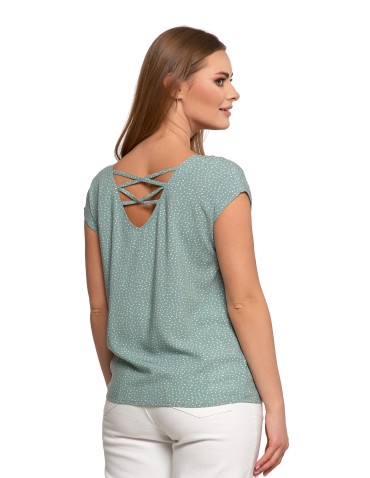 Bluzki i koszule - Bluzka damska wiskozowa z ozdobnym tyłem ZIELONY - produkt 2