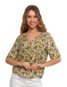 Bluzka damska z wiskozy z dekoltem w serek ZIELONY