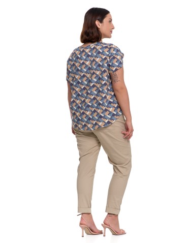 Bluzki i koszule - Bluzka damska z wiskozy wzorzysta NIEBIESKI - produkt 12