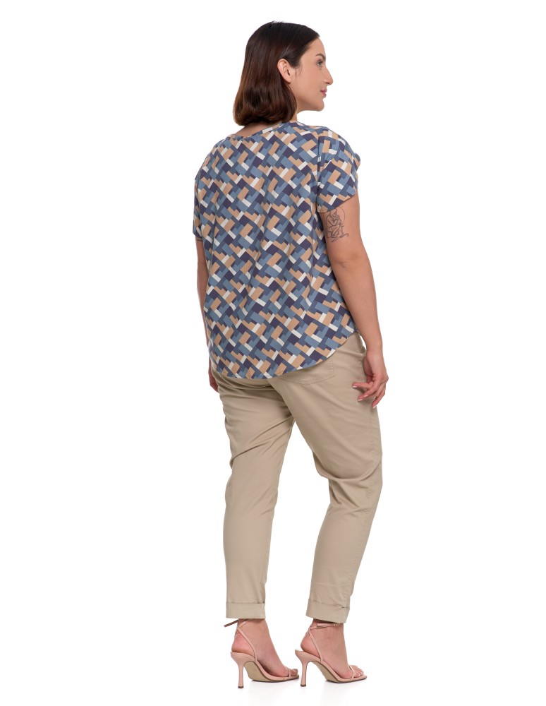 Bluzki i koszule - Bluzka damska z wiskozy wzorzysta NIEBIESKI  - produkt moraj.pl 12