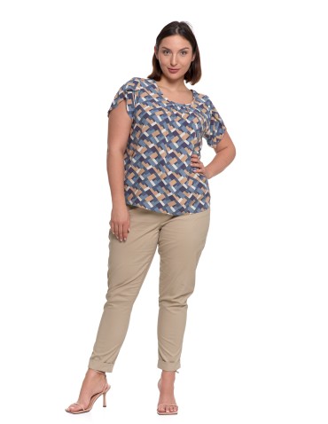 Bluzki i koszule - Bluzka damska z wiskozy wzorzysta NIEBIESKI - produkt 13