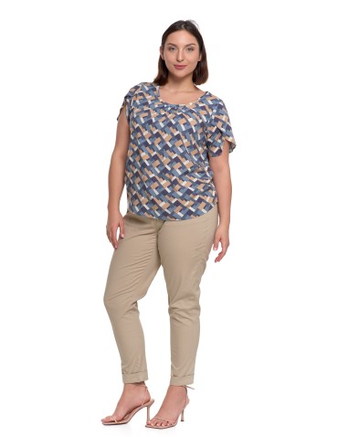 Bluzki i koszule - Bluzka damska z wiskozy wzorzysta NIEBIESKI - produkt 16