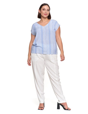 Bluzki i koszule - Bluzka damska wiskozowa z ozdobnym tyłem NIEBIESKI - produkt 4