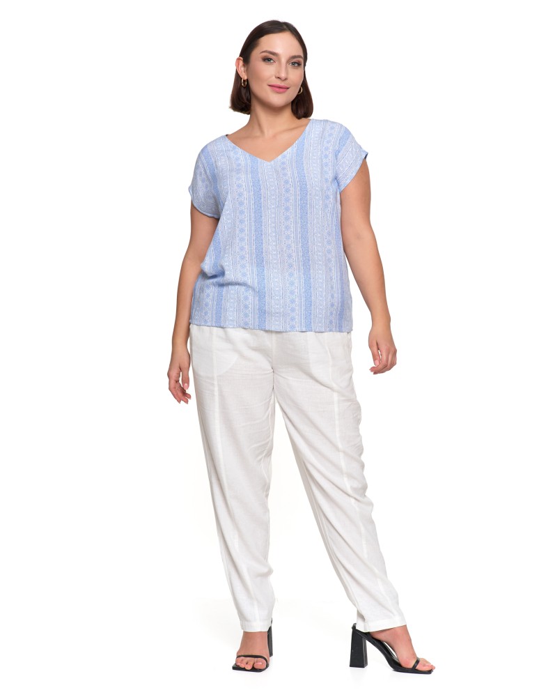 Bluzki i koszule - Bluzka damska wiskozowa z ozdobnym tyłem NIEBIESKI  - produkt moraj.pl 4