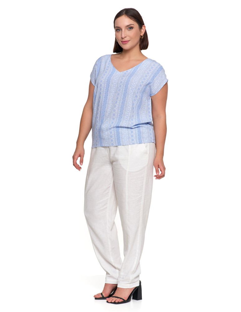 Bluzki i koszule - Bluzka damska wiskozowa z ozdobnym tyłem NIEBIESKI  - produkt moraj.pl 6