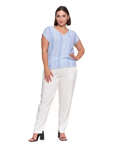 Bluzki i koszule - Bluzka damska wiskozowa z ozdobnym tyłem NIEBIESKI - produkt 7