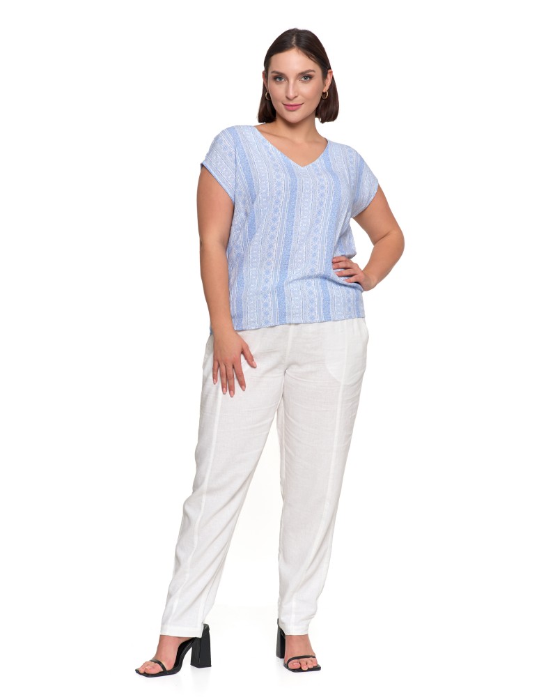 Bluzki i koszule - Bluzka damska wiskozowa z ozdobnym tyłem NIEBIESKI  - produkt moraj.pl 7