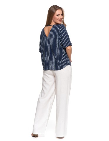 Bluzki i koszule - Bluzka damska z wiskozy z dekoltem w serek GRANATOWY - produkt 4