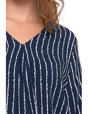 Bluzki i koszule - Bluzka damska z wiskozy z dekoltem w serek GRANATOWY - produkt 8