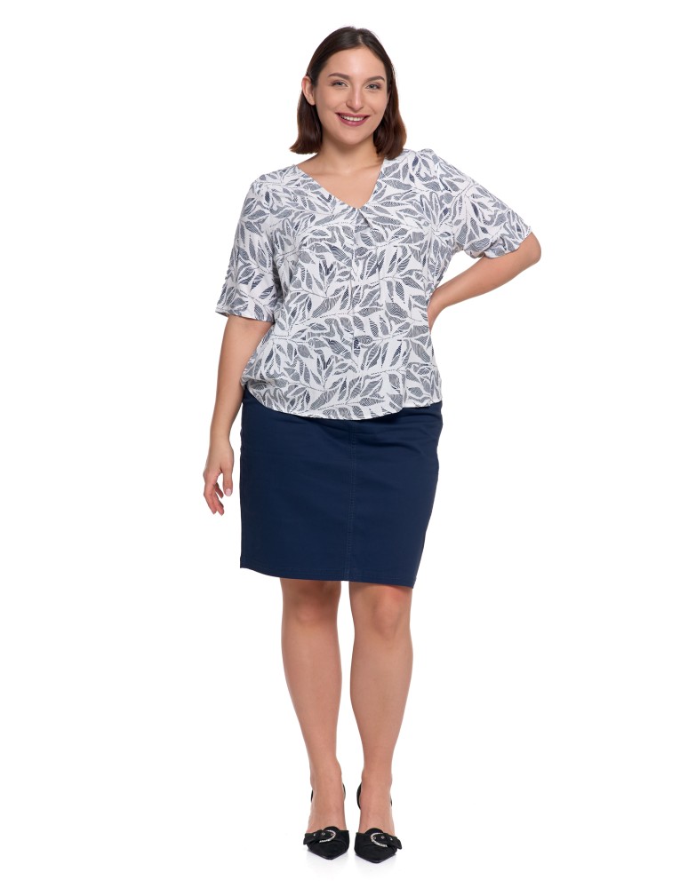 Bluzki i koszule - Bluzka damska z wiskozy z dekoltem w serek BIAŁY  - produkt moraj.pl 2