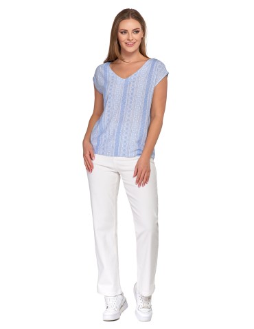 Bluzki i koszule - Bluzka damska wiskozowa z ozdobnym tyłem NIEBIESKI - produkt 10